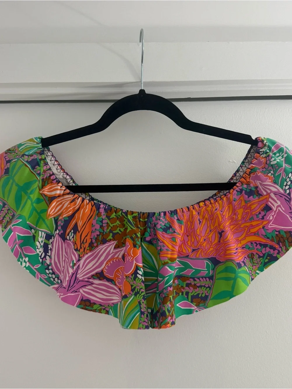 Trina Turk Tropic Escape Off the Shoulder Bikini Top Sz 6 Summer Floral